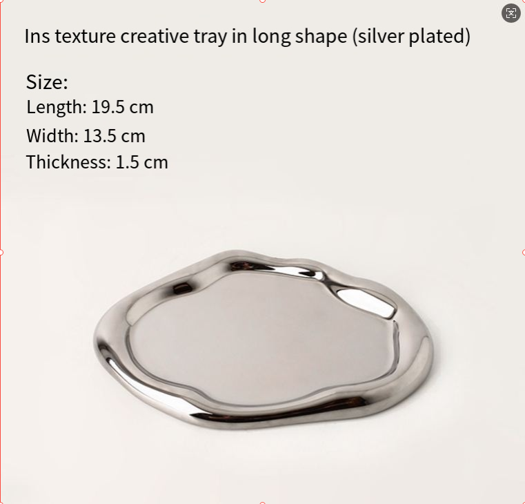 No two the same - Silver Plated Ceramic Tray Set (Round & Long Shapes)