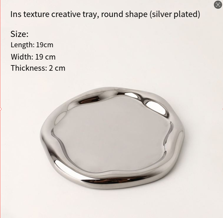 No two the same - Silver Plated Ceramic Tray Set (Round & Long Shapes)