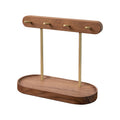 Walnut Wood Key Holder with Brass Hooks