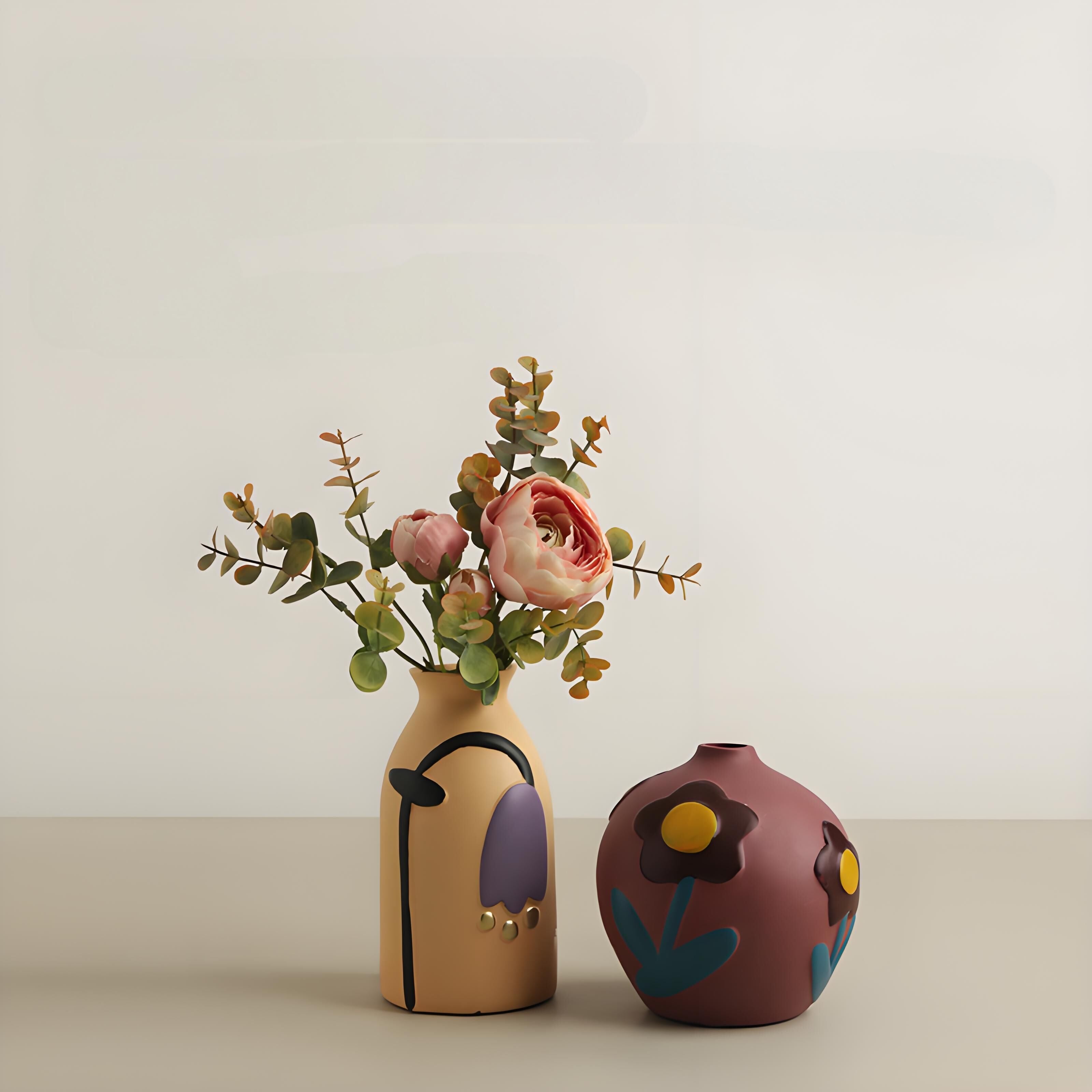 Floralesque - Hand Painted Ceramic Vase Set