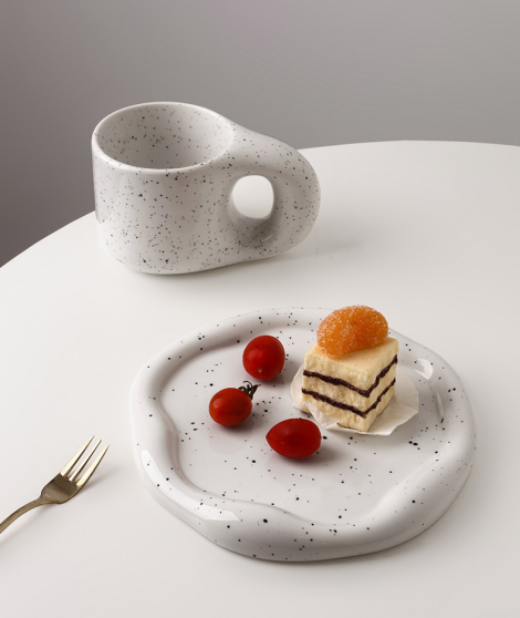 No two the same-Speckled Ceramic Tray Set (Round+Long+Irregular)