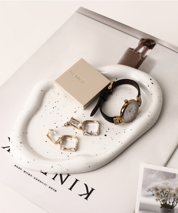 No two the same-Speckled Ceramic Tray Set (Round+Long+Irregular)