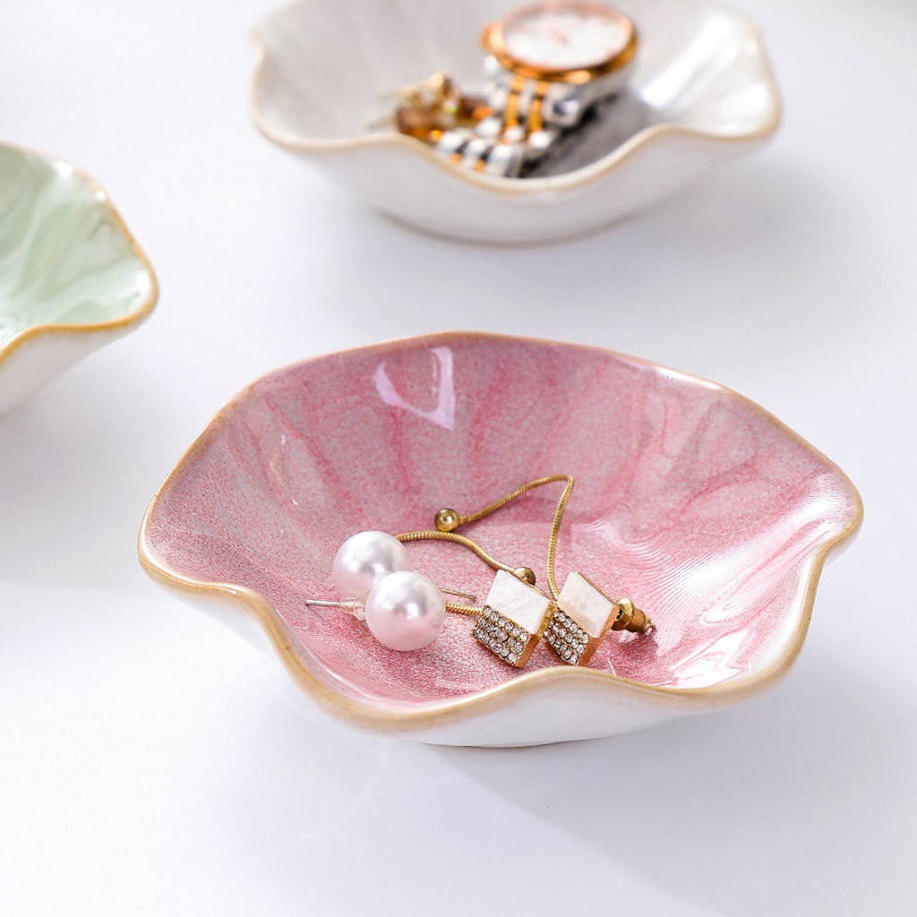 Ceramic Jewelry Bowl - Room Decor, Key Holder, Ring Holder, Jewelry Tray, Jewelry Tray, Drip Tray, Bedside Table Decoration (Pink)