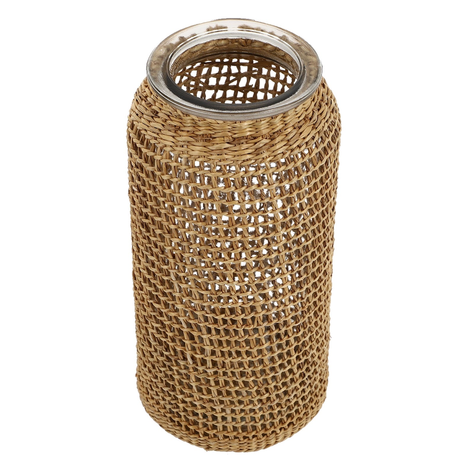 Rustic Farmhouse- Boho Glass Vase with Rattan Sleeve