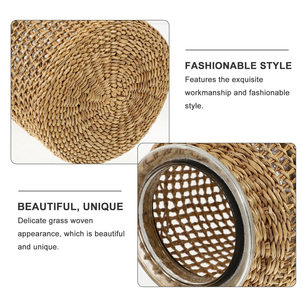Rustic Farmhouse- Boho Glass Vase with Rattan Sleeve