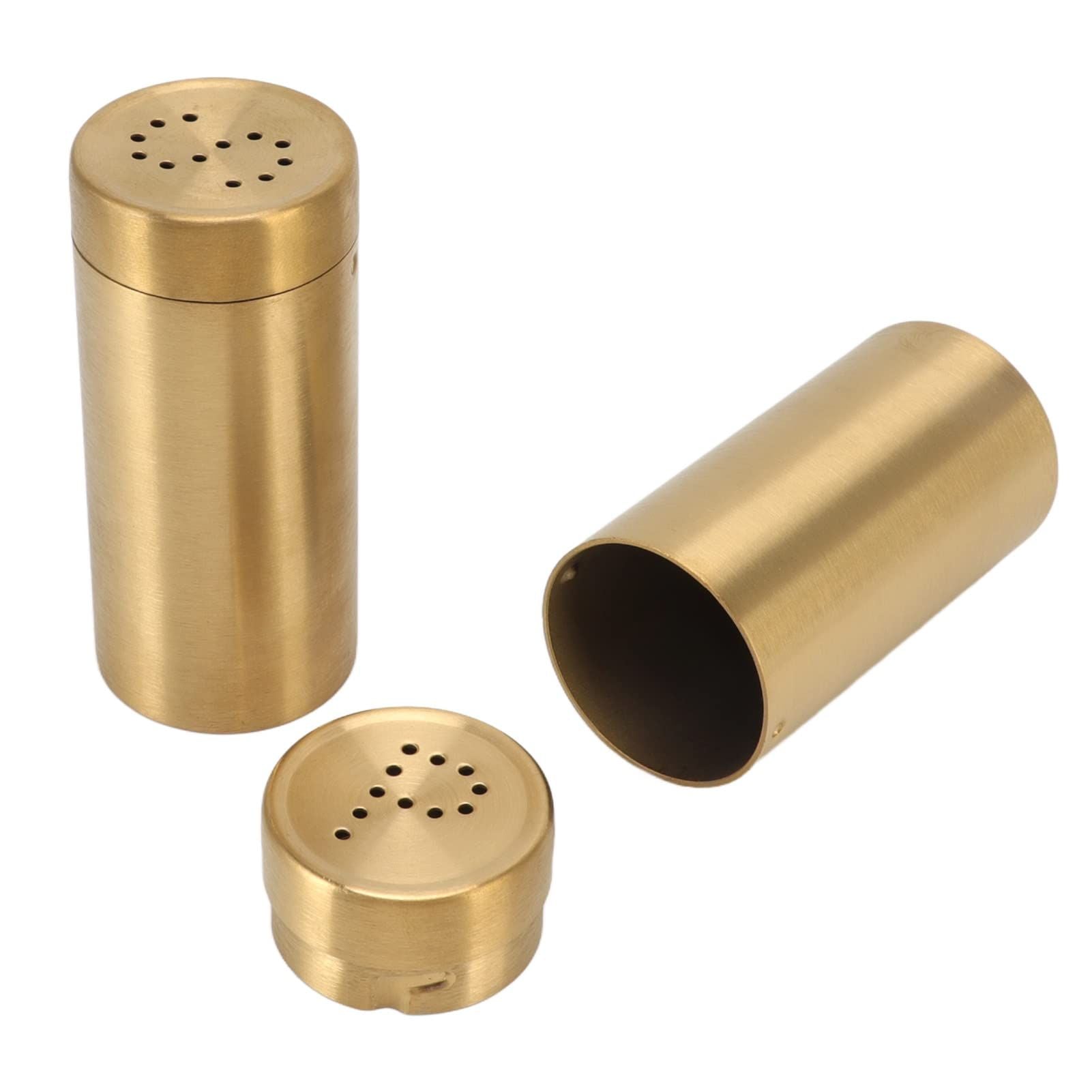 2Pcs Salt and Shakers Set,  Stainless Steel Salt and Dispenser Gold Jar Rustproof Seasoning Bottle Easy Filling Salt and Shakers for Modern Home Kitchen（golden）