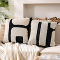 White Tufted Pillow Covers Boho Chunky Geometric Decorative Throw Pillow Case