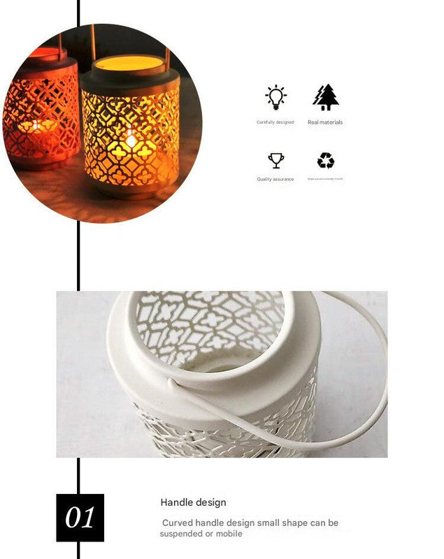 White Vintage Style Candle Lantern