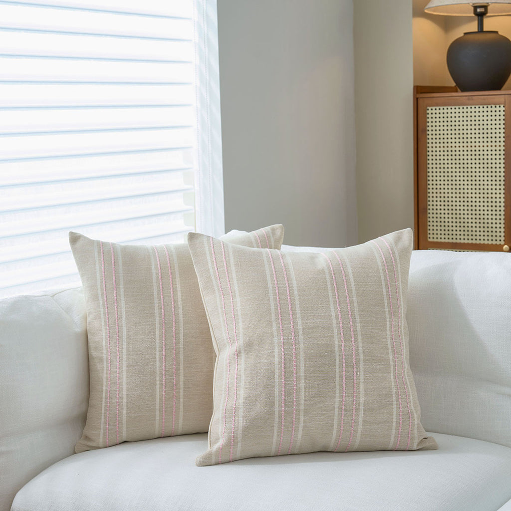 Textured Vertical Striped Pillowcases - Scandinavian Home Decor Accents
