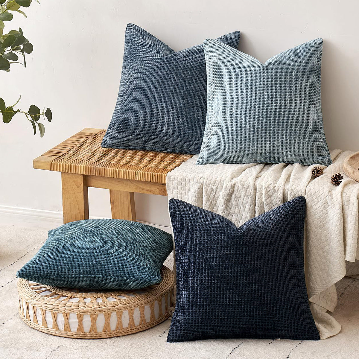 Sage Dust Plush Chenille Cushion Covers - Throw pillow cases