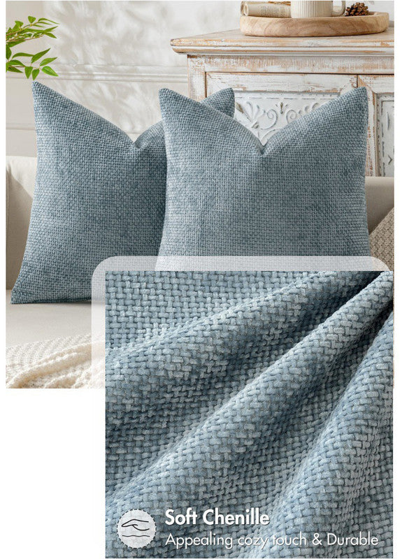Sage Dust Plush Chenille Cushion Covers - Throw pillow cases