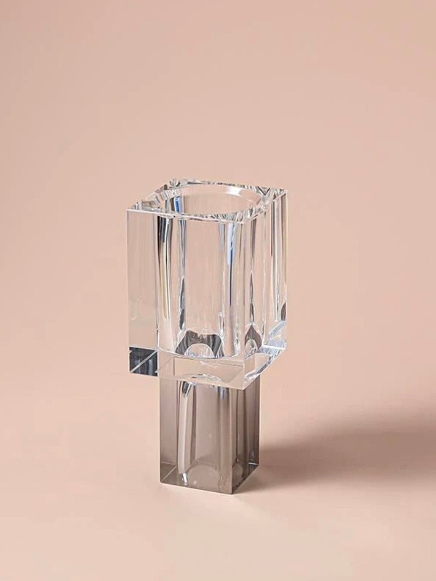 Crystal Block Vase, Contemporary Table Setting Centrepiece